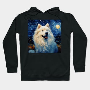 Samoyed at Night painting Hoodie